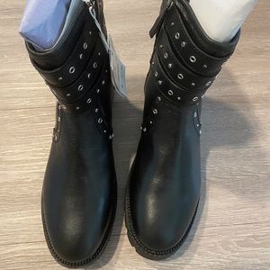 *NEW* Zara Moto side zip black leather boots
